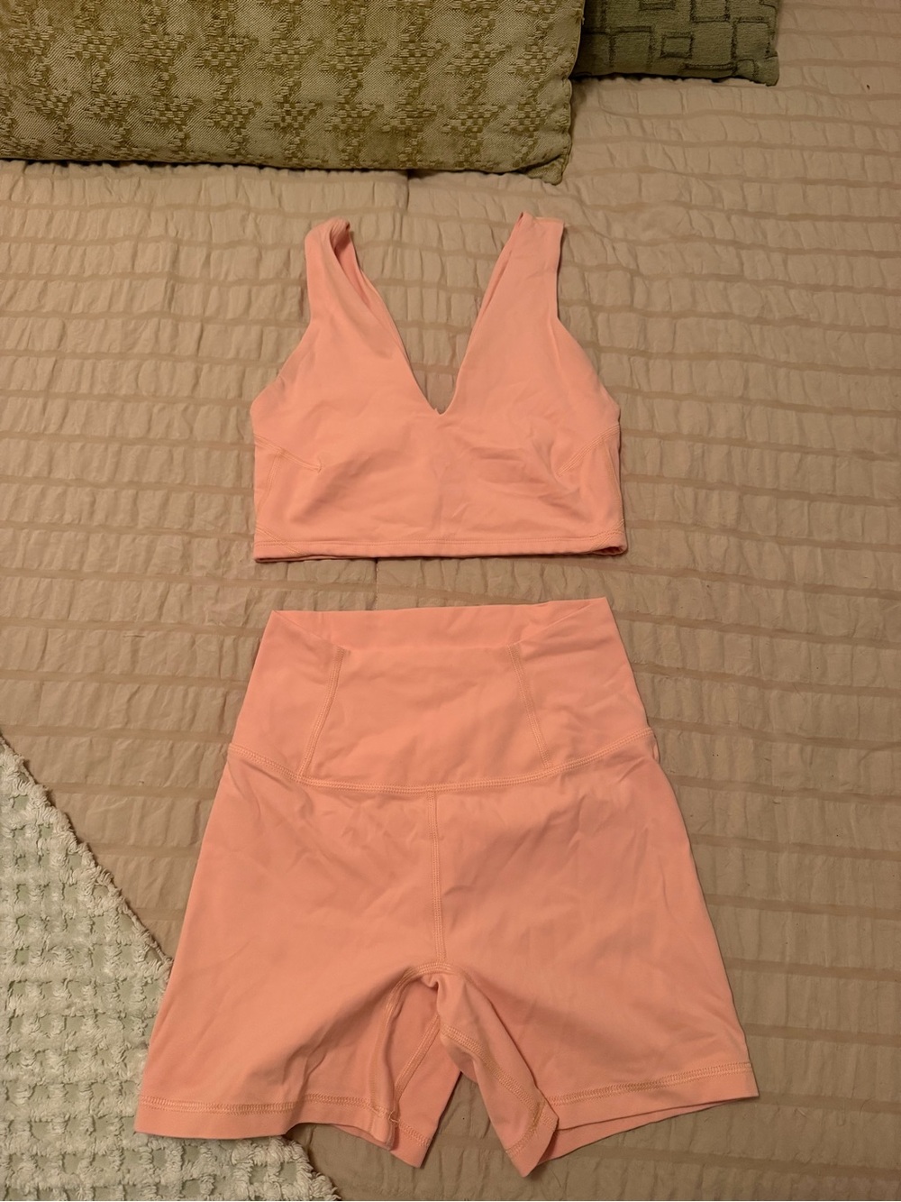 FP Movement by Free People Peach V-Neck Bralette with High-Waist Shorts